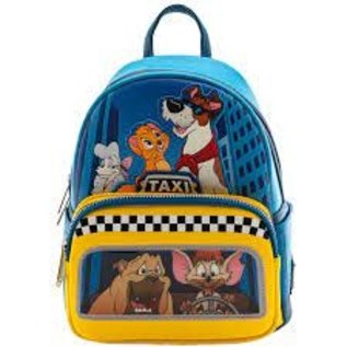 Loungefly Mini Backpack - Disney Oliver and Company - Oliver, Roublard, Georgette, Tito and Francis In a Blue and Yellow Taxi Faux Leather