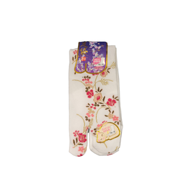 INASAKA MERIYASU Socks - Tabi - Flowers With Golden Accent White 1 Pair 22-25cm