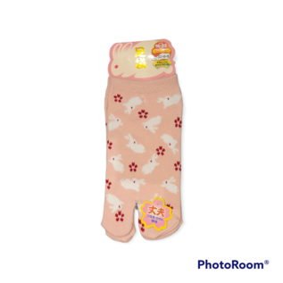 INASAKA MERIYASU Chaussettes - Tabi - Motif de Lapins Blancs et Sakura Roses 1 Paire 16-22cm