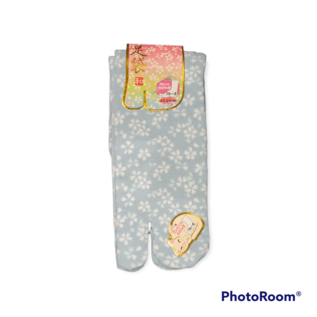 INASAKA MERIYASU Chaussettes - Tabi - Motif de Sakura Blanches et Bleues 1 Paire 22-25cm