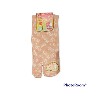 INASAKA MERIYASU Chaussettes - Tabi - Motif de Sakura Blanches et Roses 1 Paire 22-25cm