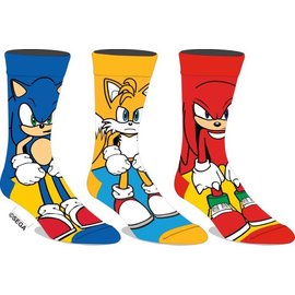 Bioworld Socks - Sonic the Hedgehog - Sonic, Tails and Knuckle Pack of 3 Pairs Crew