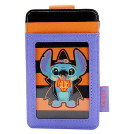 Bioworld Porte-Cartes - Disney - Lilo & Stitch - Stitch en Sorcier Mauve, Orange et Noir (Fluorescent) en Faux Cuir