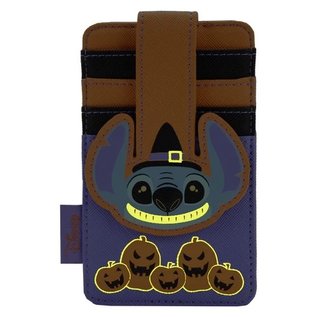 Bioworld Card Holder - Disney - Lilo & Stitch - Stitch in Sorcerer Purple, Orange and Black (Fluorescent) Faux Leather