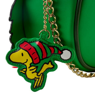 Loungefly Purse - Peanuts - Snoopy In a Christmas Crown Green With Lights Faux Leather