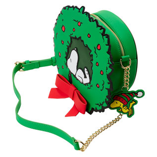 Loungefly Purse - Peanuts - Snoopy In a Christmas Crown Green With Lights Faux Leather