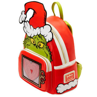 Loungefly Mini Backpack - Dr. Seuss' The Grinch - The Grinch With Growing Heart Red Faux Leather