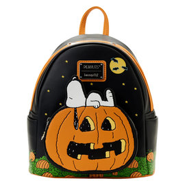 Loungefly Mini Backpack - Peanuts - Snoopy on Pumpkin With Full Moon Faux Leather