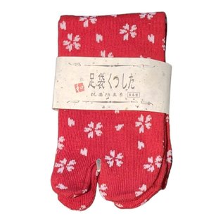 TOHOSEIKYOU Socks - Tabi - Kozakura Pattern Red and White 1 Pair 23-25cm