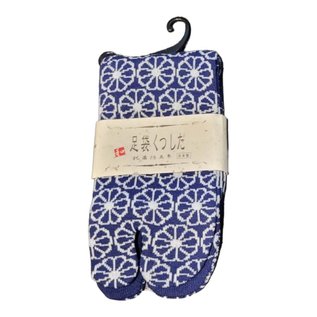 TOHOSEIKYOU Socks - Tabi - Chrysanthemum Pattern Blue and White 1 Pair 23-25cm