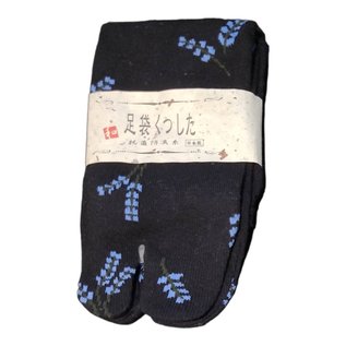 TOHOSEIKYOU Socks - Tabi - Lavender Flowers Pattern Black 1 Pair 23-25cm