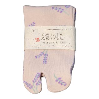 TOHOSEIKYOU Chaussettes - Tabi - Motif de Fleurs de Lavandes Beiges 1 Paire 23-25cm