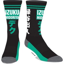 Bioworld Socks - My Hero Academia - Izuku Midoriya Black and Green 1 Pair Crew