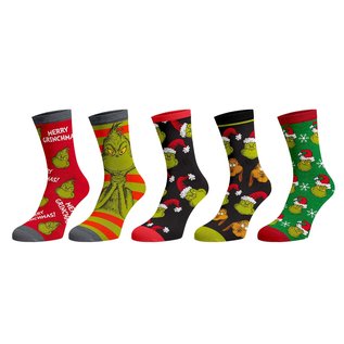 Bioworld Chaussettes - Dr. Seuss The Grinch - Merry Grinchmas 5 Paires Crew