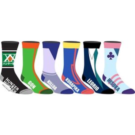 Bioworld Chaussettes - Hunter X Hunter - Logo, Gon, Killua, Kurapika, Leorio, Hisoka Paquet de 6 Paires Courtes Crew