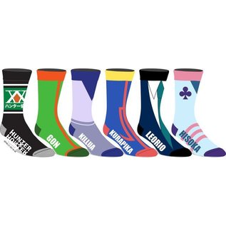 Bioworld Chaussettes - Hunter X Hunter - Logo, Gon, Killua, Kurapika, Leorio, Hisoka Paquet de 6 Paires Courtes Crew