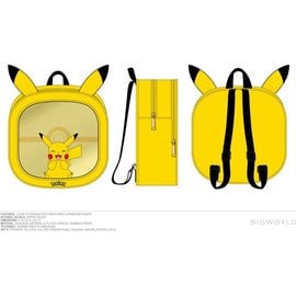 Bioworld Backpack Ita - Pokémon - Pikachu Smiling with Ears 3D Yellow and Transparent Pocket