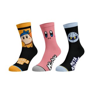 Bioworld Chaussettes - Nintendo Kirby - Waddle Dee, Kirby et MetaKnight Paquet de 3 Paires Crew