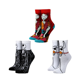 Bioworld Chaussettes - Disney The Nightmare Before Christmas - Jack, Sally et Zéro Paquet de 3 Paires Crew