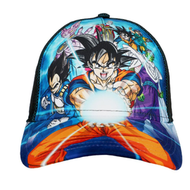 Bioworld Baseball Cap - Dragon Ball Z - Characters and Goku in Kamehameha Black and Blue Snapback Young Size