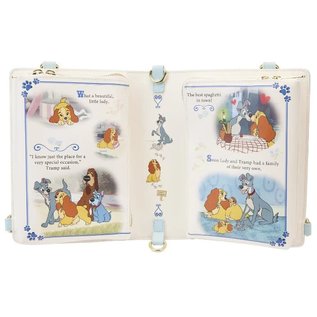 Loungefly Sacoche - Disney La Belle et le Clochard - Livre de La Belle et le Clochard Bleu et Blanc en Faux Cuir