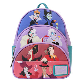 Loungefly Mini Backpack - Disney - The Villains Disney Triple Pockets Purple in Faux Leather