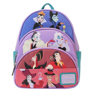 Loungefly Mini Sac à Dos - Disney - Les Vilains Disney Triple Pochettes Mauve en Faux Cuir