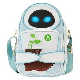 Loungefly Shoulder Bag - Disney Pixar Wall-E - Date Night Eve Holding a Plant Glow in the Dark With Reversible Pouch White and Blue Faux Leather