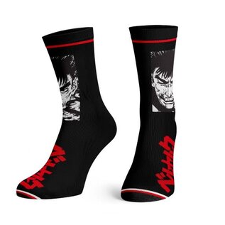 Bioworld Chaussettes - Berserk - Visage de Guts Noire Blanche et Rouge 1 Paire Crew