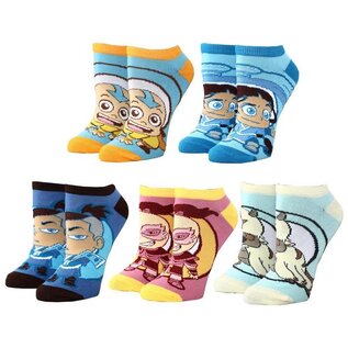 Bioworld Chaussettes - Avatar the Last Airbender - Chibi Aang, Katara , Sokka, Appa et Zuko Paquet de Paires 5 Courtes Chevilles