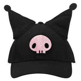 Bioworld Baseball Cap - Sanrio Kuromi - Pink Skull and Ears 3D Black Snapback