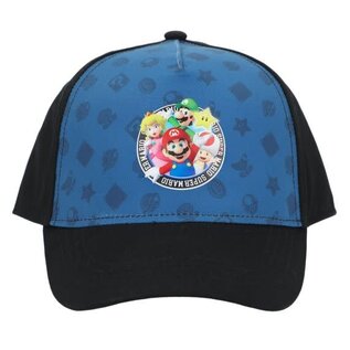 Bioworld Casquette - Nintendo Super Mario Bros. - Mario, Luigi, Peach et Toad Sublimé Bleue Ajustable Snapback