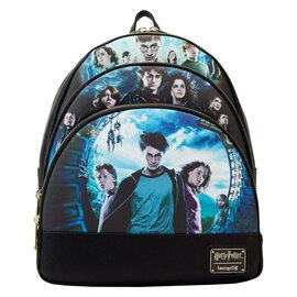 Loungefly Mini Backpack - Harry Potter - Second Trilogy of Movies and Hogwarts Crest Black Faux Leather