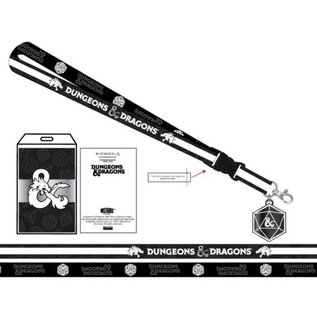 Bioworld Lanyard - Dungeons & Dragons - Logo and D20 Black and White Charm in Rubber with Card Holder