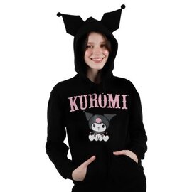 Bioworld Hoodie - Sanrio Kuromi - Kuromi Assise avec Oreilles 3D Noir
