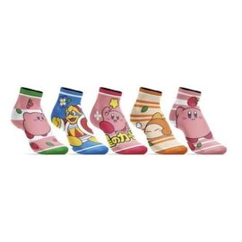 Bioworld Socks - Nintendo Kirby - Kirby, Waddle Dee, King Dedede Stripped and Colorful Pack of 5 Pairs Short Ankles