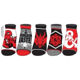 Bioworld Chaussettes - Dungeons & Dragons - Logo et D20 Paquet de 5 Paires Courtes Chevilles