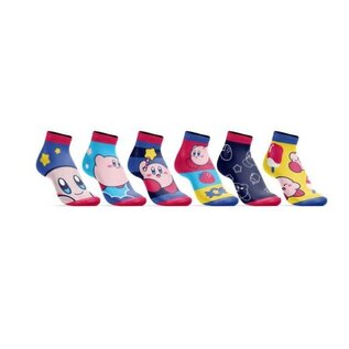 Bioworld Socks - Nintendo Kirby - Kirby Under All His Shapes Colorful Children Size Pack of 6 Pairs Short Ankles