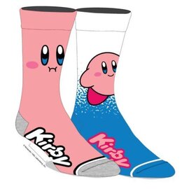 Bioworld Socks - Nintendo Kirby - Big Face and Classic Kirby Pink and Blue Pack of 2 Pairs Crew