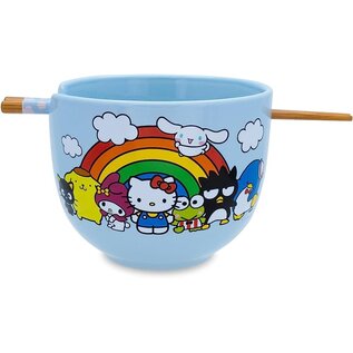 Silver Buffalo Bowl - Sanrio - Hello Kitty and Friends with Rainbow for Ramen with Chopsticks