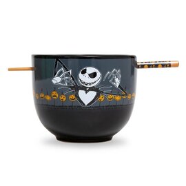 Silver Buffalo Bowl - Disney Nitghmare Before Christmas - Jack Skellington with Pumpkins for Ramen with Chopsticks