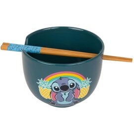 Silver Buffalo Bowl - Disney Lilo & Stitch - Stitch with Pineappel for Ramen with Chopsticks