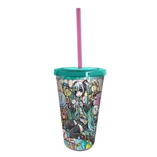 AbysSTyle Travel Glass - Hatsune Miku 初音ミク- Miku et Band with Straw 16oz