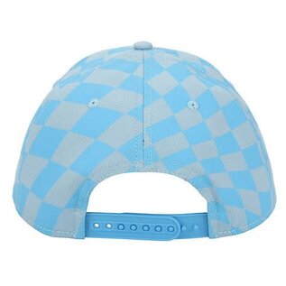 Bioworld Casquette - Nintendo Kirby - Kirby Assis Sur Son Étoile Patch Brodée Damier Bleu et Gris Snapback Ajustable