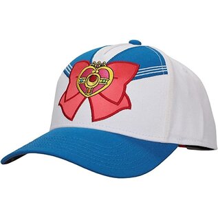 Bioworld Casquette - Sailor Moon Crystal - Uniforme de Sailor Moon avec Le Cosmic Heart Compact Brodée Blanche, Rouge et Bleue Snapback Ajustable