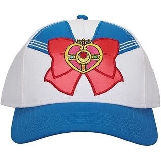 Bioworld Casquette - Sailor Moon Crystal - Uniforme de Sailor Moon avec Le Cosmic Heart Compact Brodée Blanche, Rouge et Bleue Snapback Ajustable