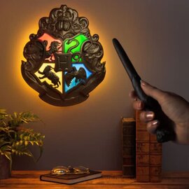 Paladone Lampe - Harry Potter - Emblème de Poudlard Illuminé avec Télécommande Baguette