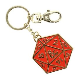 Bioworld Keychain - Dungeons & Dragons - Dice 20 Red and Gold in Metal