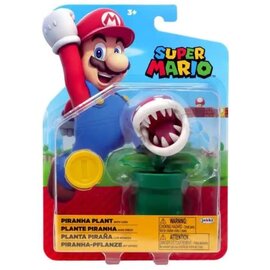 Jakks Pacific Figurine - Nintendo Super Mario - Plante Piranha Articulé avec Pièce 4"