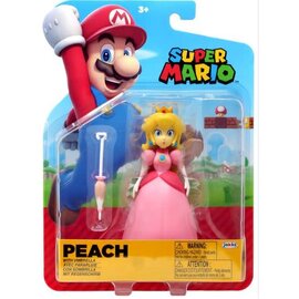 Jakks Pacific Figurine - Nintendo Super Mario - Princess Peach Articulated Figure with Umbrella 4"